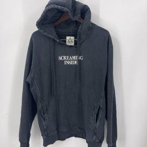 Unif Hoodie Screaming Inside Womens Large Embroidered Black Pockets READ DETAILS